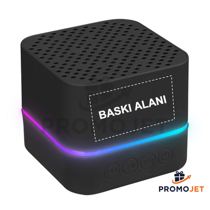Siyah Bluetoothlu LED Işıklı Şarjlı Speaker