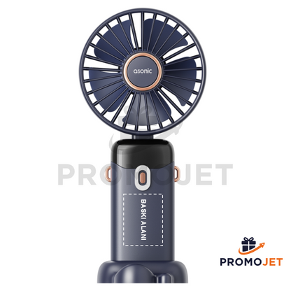 Lacivert Katlanabilir Dijital Göstergeli Mini USB Fan