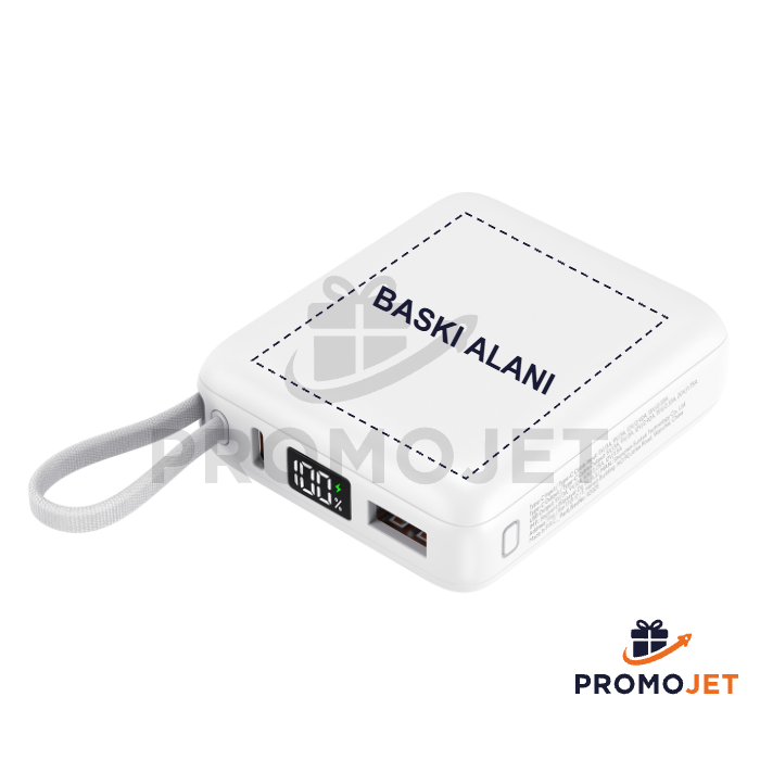 10000mAh LCD Göstergeli Hızlı Şarj Powerbank - Gri