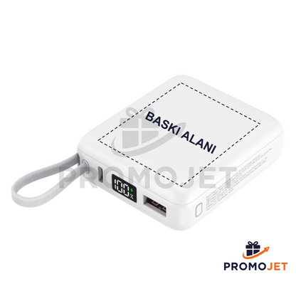 10000mAh LCD Göstergeli Hızlı Şarj Powerbank - Gri