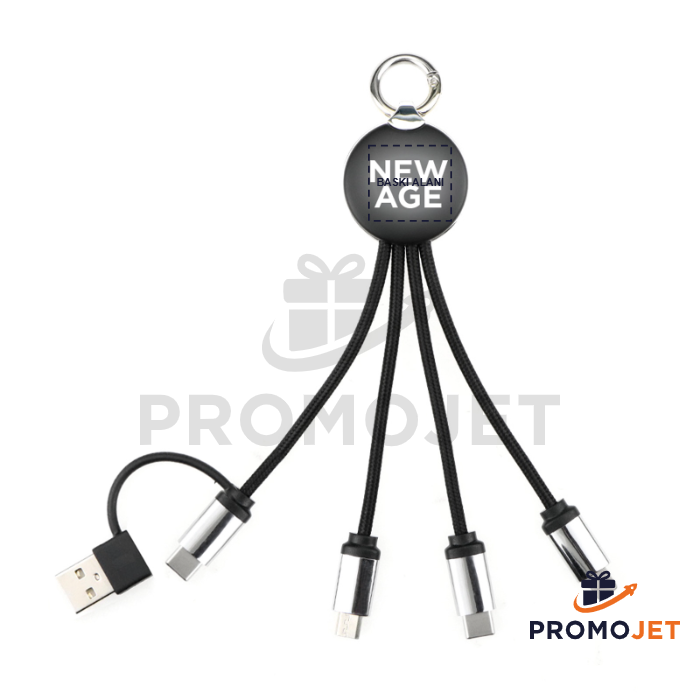 Işıklı Çoklu Şarj Kablosu - Type-C Lightning Micro