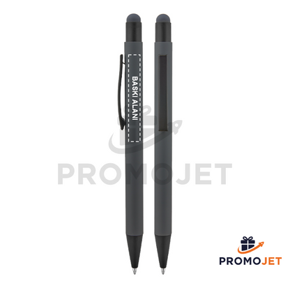 Metal Touchpen Rubber Gövdeli Tükenmez Kalem