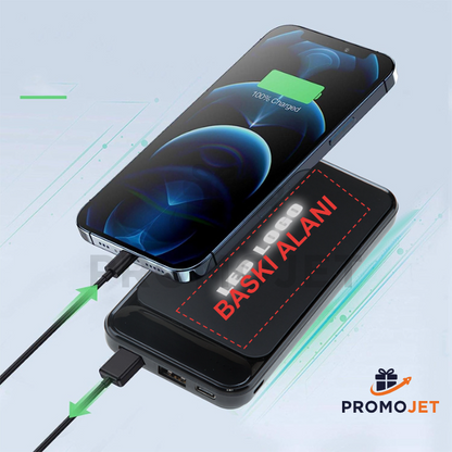 Işıklı Led Logolu Rubber Gövde 10.000 mAh Powerbank