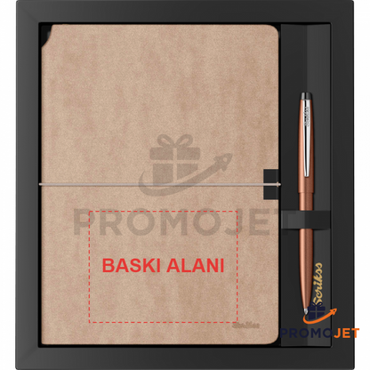Scrikss Verona Vizon A5 Defter ve Bronz Tükenmez Kalem Hediye Seti