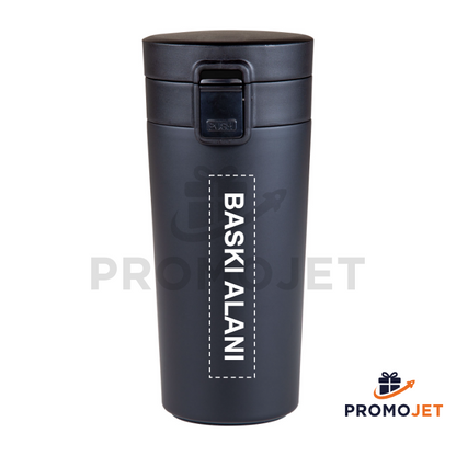 Siyah Süzgeçli Paslanmaz Çelik Termos 380 ml