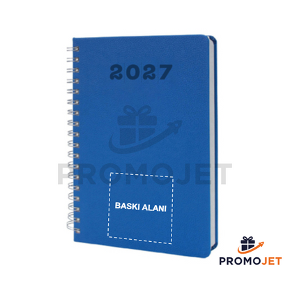 2027 Tarihli Termo Deri Kapaklı Spiralli Ajanda