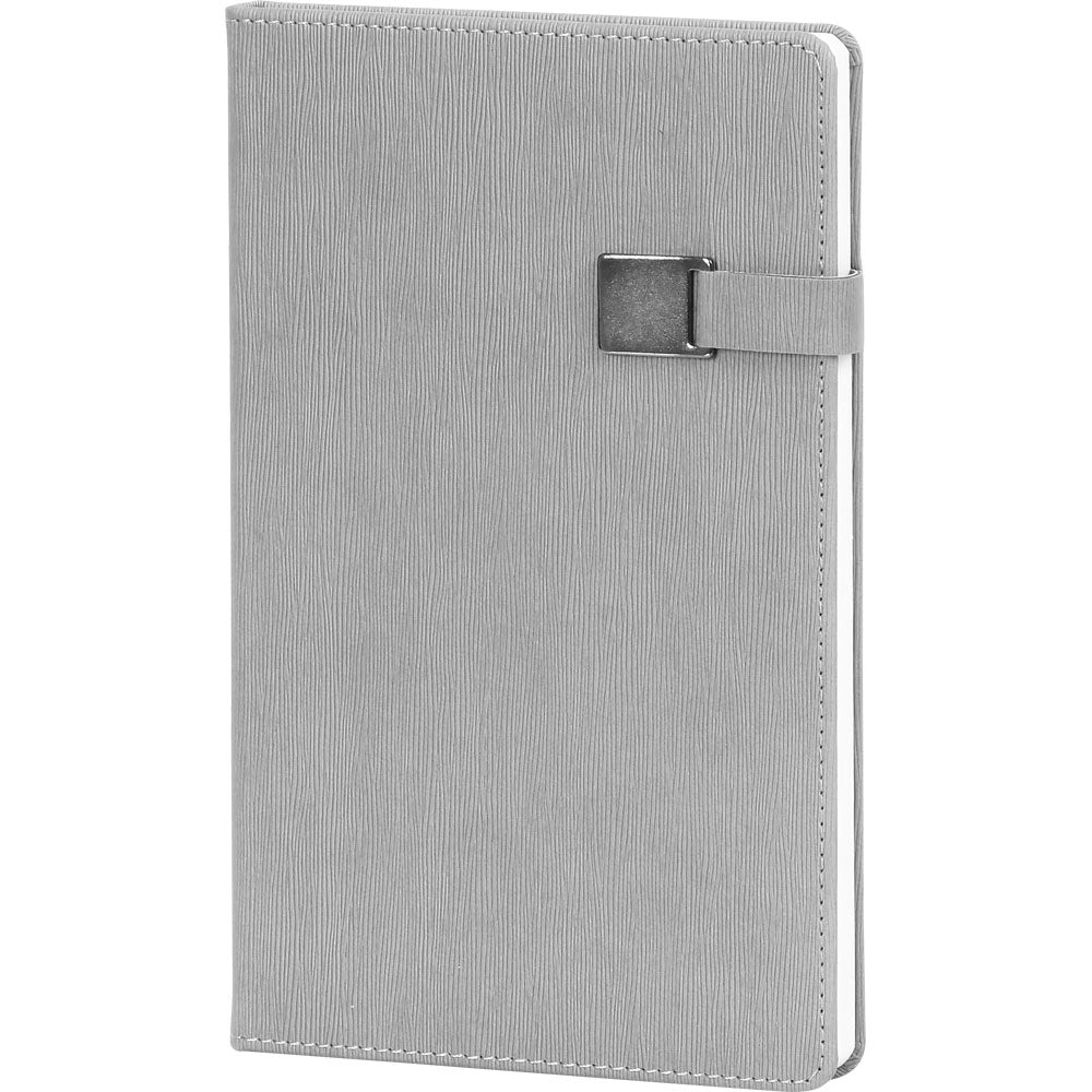 Dikey Çizgili Dokulu, Metal Tokalı VIP Tarihsiz Defter (13 x 21 cm)