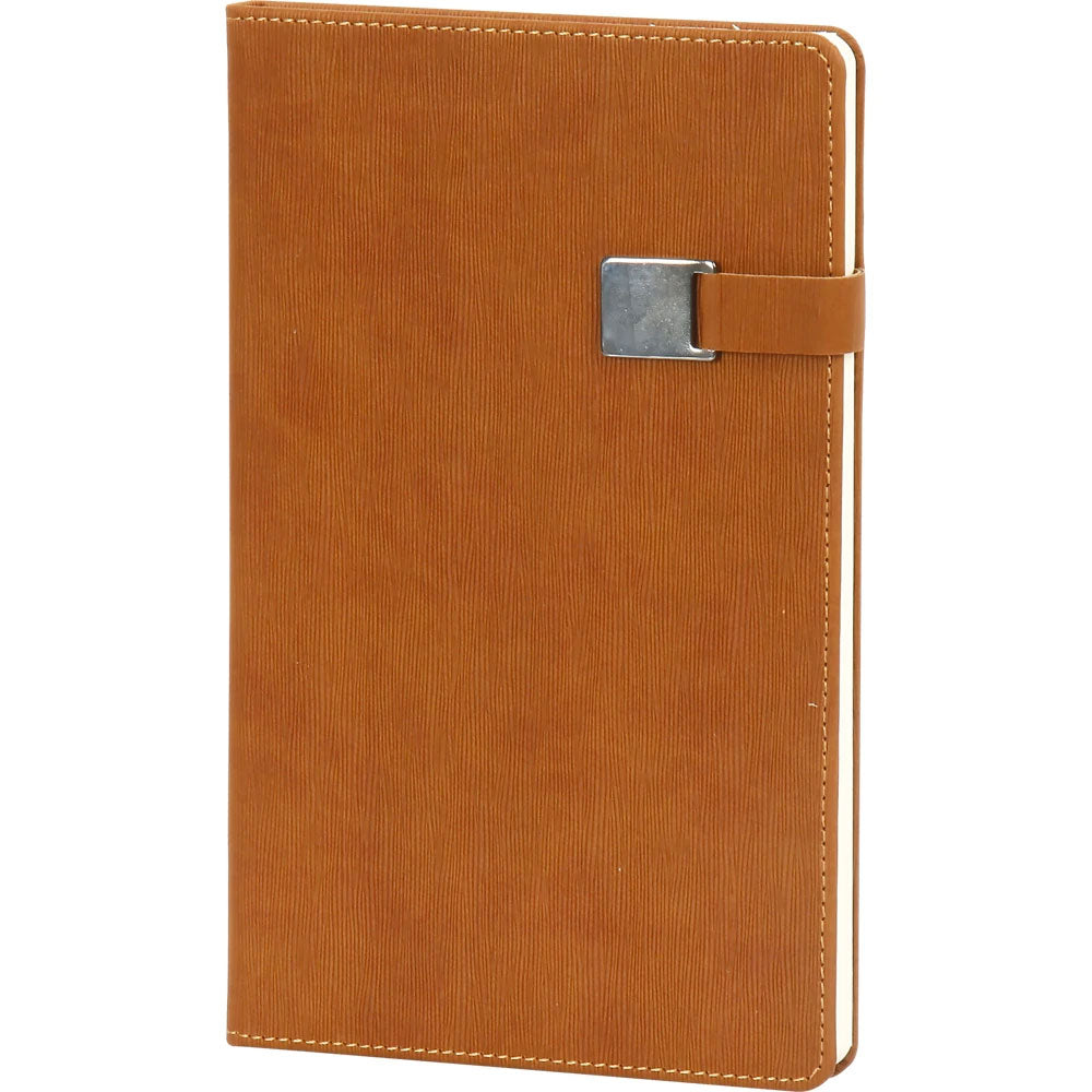 Dikey Çizgili Dokulu, Metal Tokalı VIP Tarihsiz Defter (13 x 21 cm)