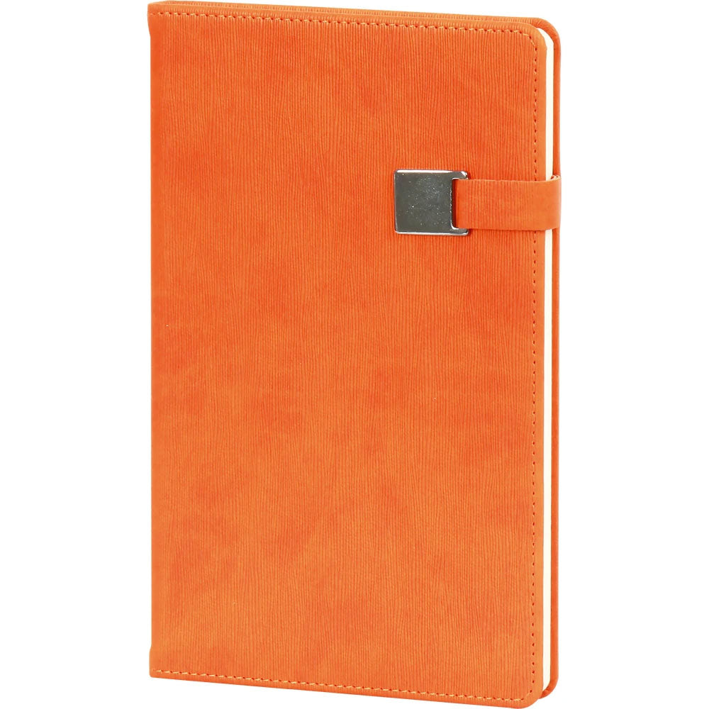 Dikey Çizgili Dokulu, Metal Tokalı VIP Tarihsiz Defter (13 x 21 cm)
