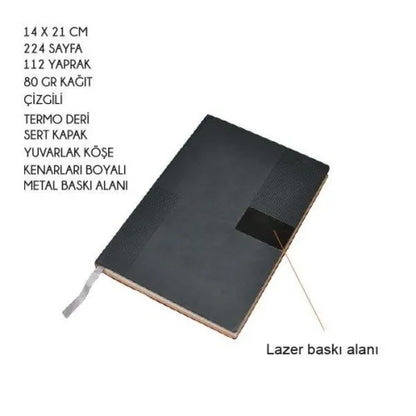 14 x 21 cm Termo Deri Sert Kapaklı Tarihsiz Defter