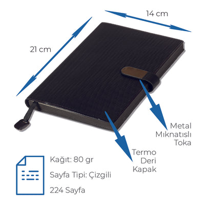 14 x 21 cm Yumuşak Termo Deri Yumuşak Kapaklı Tarihsiz Defter