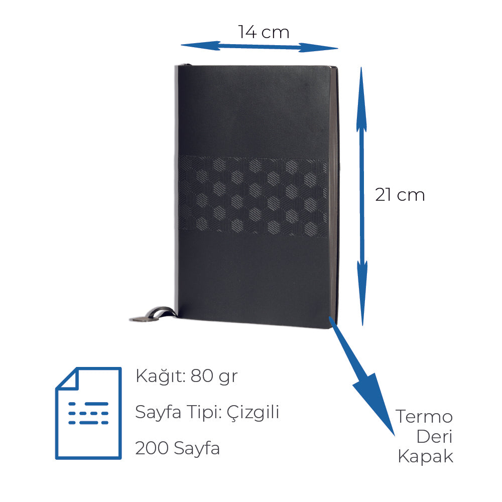 Termo Deri Kapaklı Profesyonel Defter (14 x 21 cm)