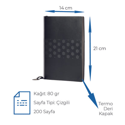 Termo Deri Kapaklı Profesyonel Defter (14 x 21 cm)