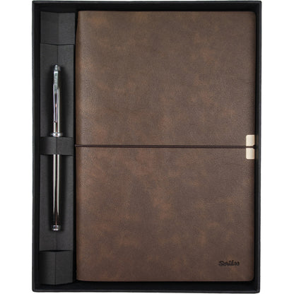 Scrikss Premium Defter ve Roller Kalem Seti Kahverengi