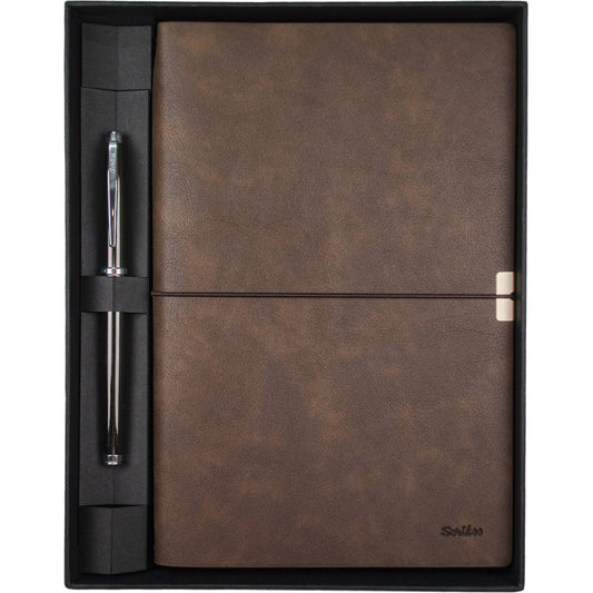 Scrikss Premium Defter ve Roller Kalem Seti Kahverengi