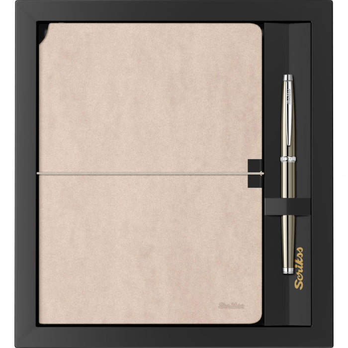Scrikss Verona Bej A5 Defter ve Titanyum Roller Kalem Hediye Seti
