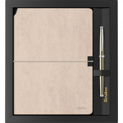 Scrikss Verona Bej A5 Defter ve Titanyum Roller Kalem Hediye Seti