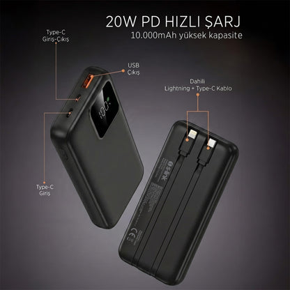 S-Link 10000mAh LCD Göstergeli Hızlı Şarj Powerbank