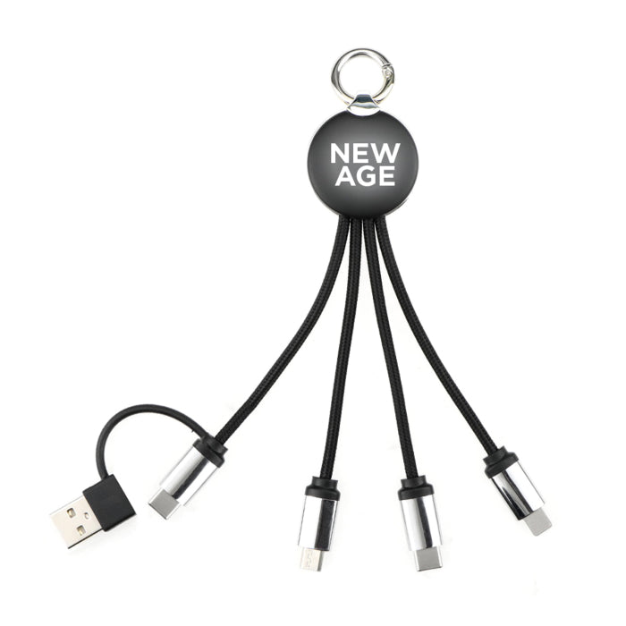 Işıklı Çoklu Şarj Kablosu - Type-C Lightning Micro