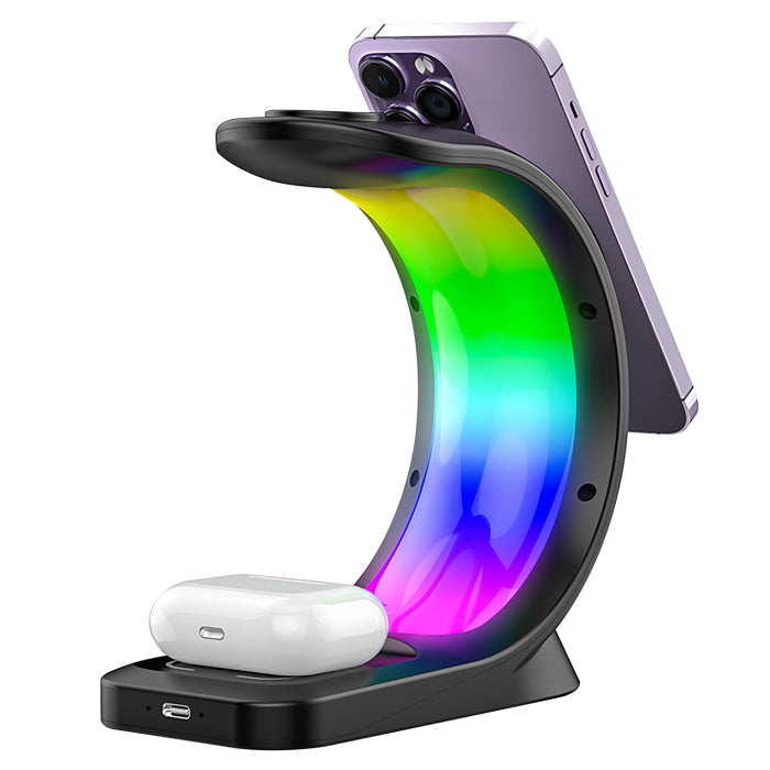 S-link Telefon, Saat ve Kulaklık Uyumlu 15W RGB Kablosuz Şarj Cihazı