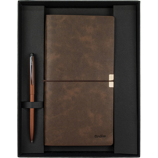 Scrikss Premium Defter ve Bronz Tükenmez Kalem Seti
