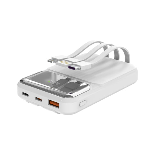 10.000 mAh Dahili Kablolu LCD Göstergeli Hızlı Şarj Powerbank