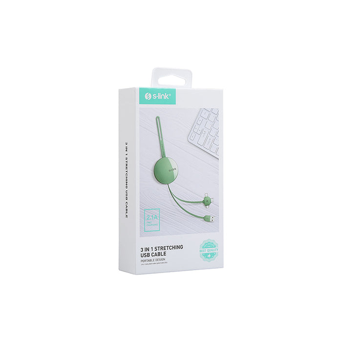 S-Link 3 in 1 Çoklu Şarj Kablosu ve Aynalı Saklama Kutusu