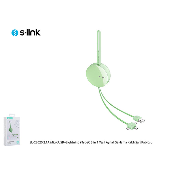 S-Link 3 in 1 Çoklu Şarj Kablosu ve Aynalı Saklama Kutusu