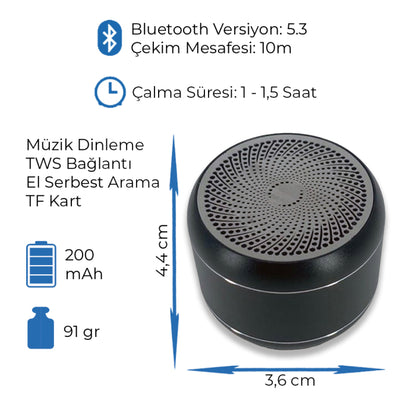 Alüminyum Gövdeli Taşınabilir Bluetooth Hoparlör