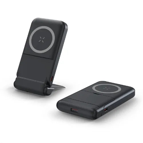 EccoTech 15W Magsafe + Wireless Powerbank + Rubber Gövde + Led Logo + Telefon Tutucu