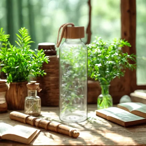 EccoTech 500 ML Bambu Kapaklı Cam Matara