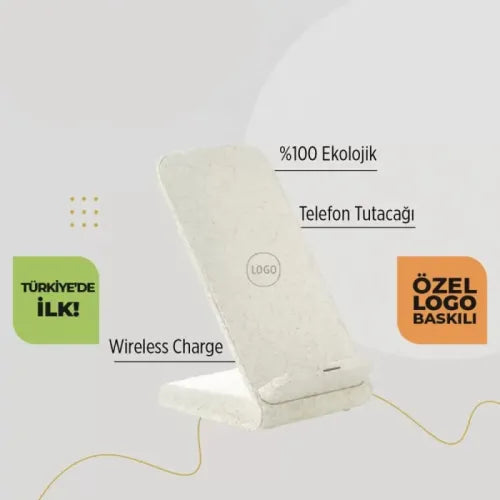 EccoTech %100 Ekolojik Wireless Charger + Telefon Standı