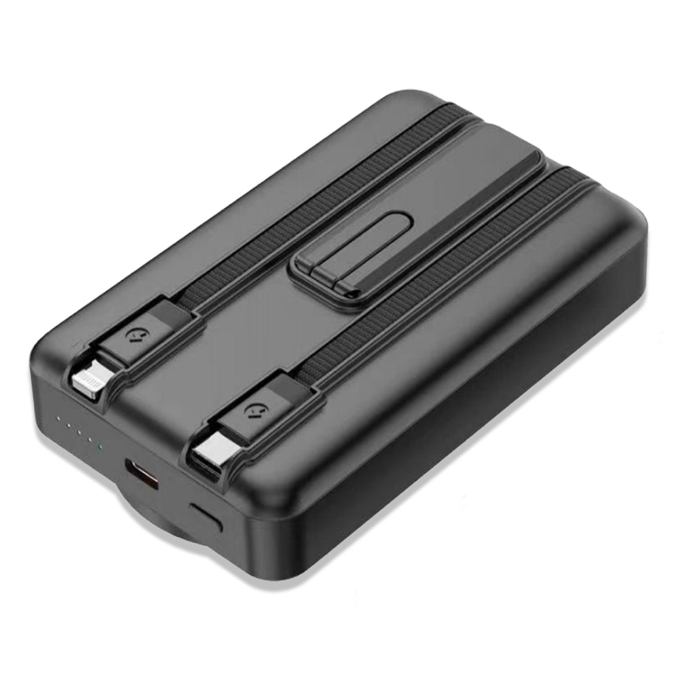 Işıklı LED Logo Alanlı ve Kendinden Kablolu 10.000 mAh Powerbank