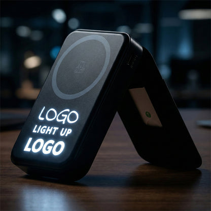 Işıklı Logo Alanlı ve Çoklu Kablosuz Şarjlı MagSafe Powerbank (10000 mAh)