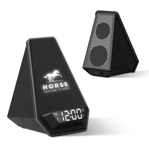 Kablosuz Şarj Cihazı - Hoparlör (Akıllı Saat-Alarım-Işıklı Logo)