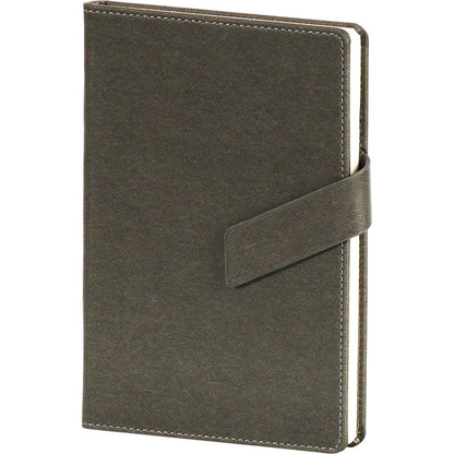 Keten Dokulu ve Mıknatıslı Deri Tokalı VIP Tarihsiz Defter (13 x 21 cm)