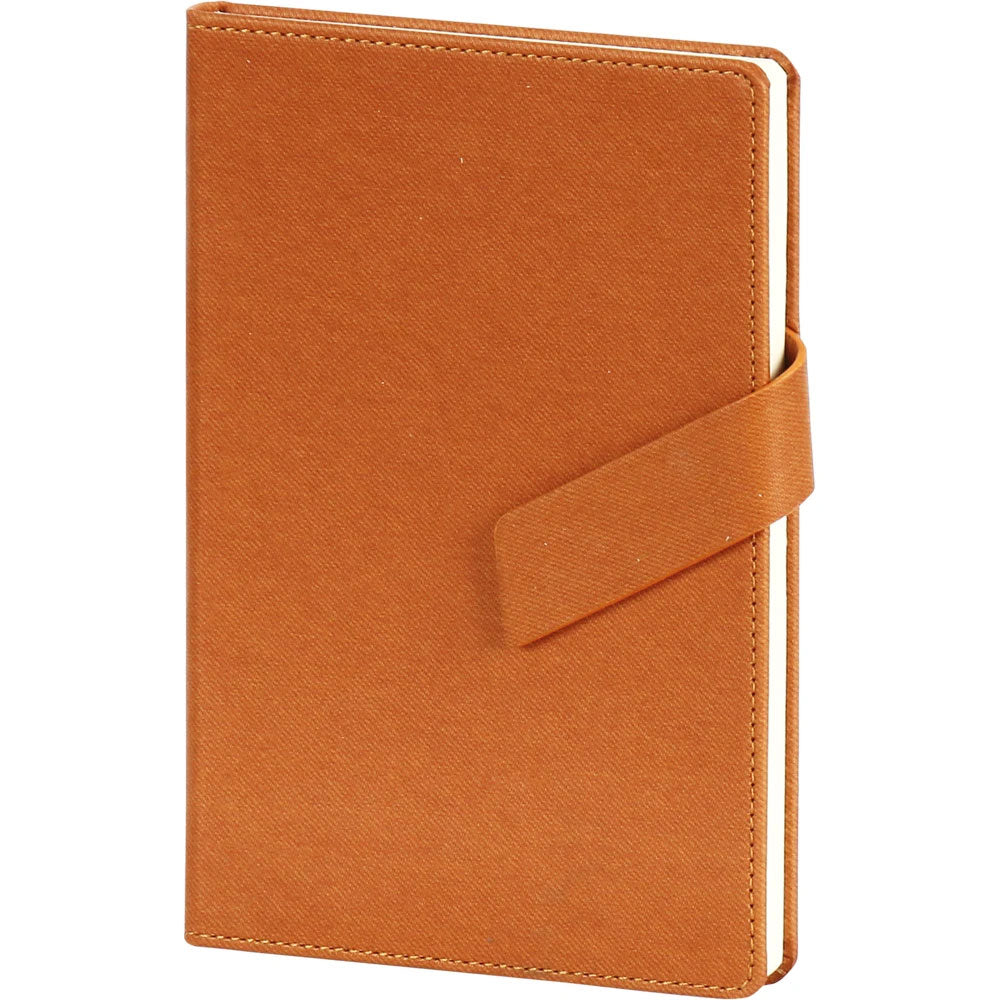 Keten Dokulu ve Mıknatıslı Deri Tokalı VIP Tarihsiz Defter (13 x 21 cm)