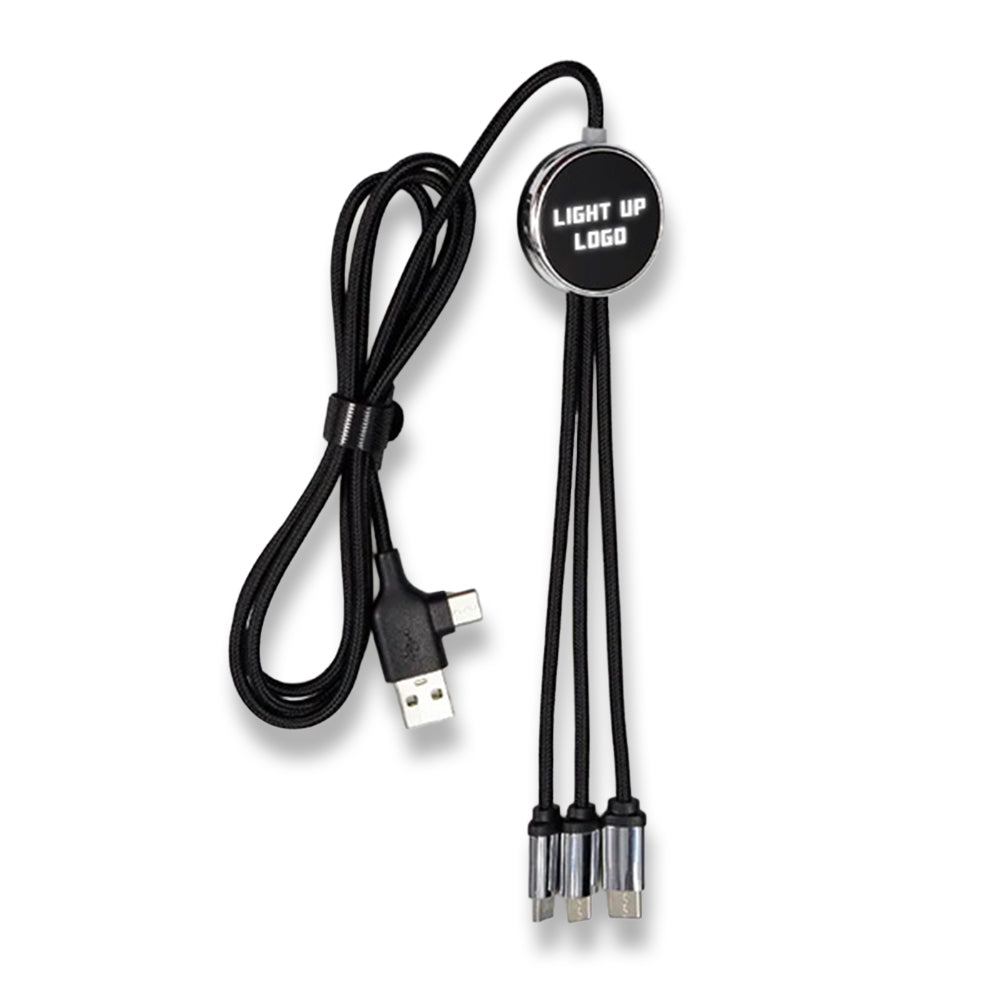 Işıklı Logo 60W Hızlı Type-C Uçlu Data Transferli Şarj Kablosu (Çantalı)