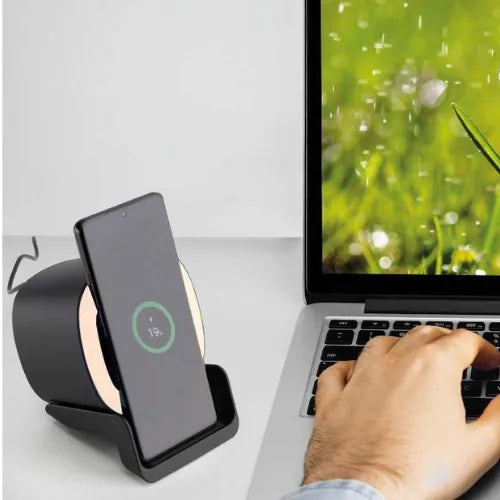 EccoTech Bluetooth Speaker + Wireless Charger + Telefon Standı + Led Lamba + Led Logo
