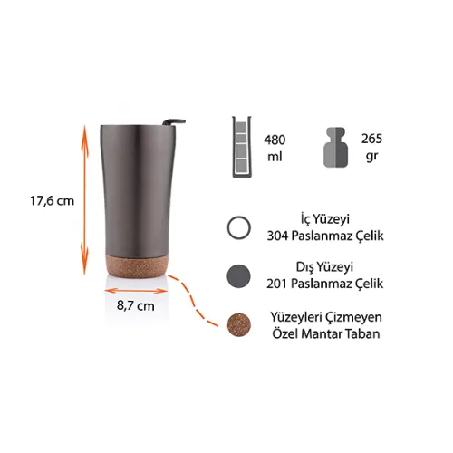 Mantar Taban Termos Bardak 480 Ml