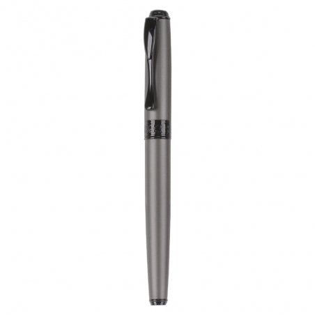Desenli Siyah Orta Halkalı ve Kapaklı Metal Roller Kalem