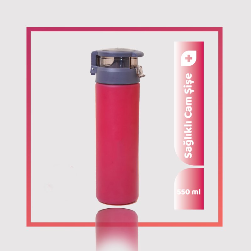 550ml Kişiselleştirilebilir Pratik Kapaklı Cam Suluk