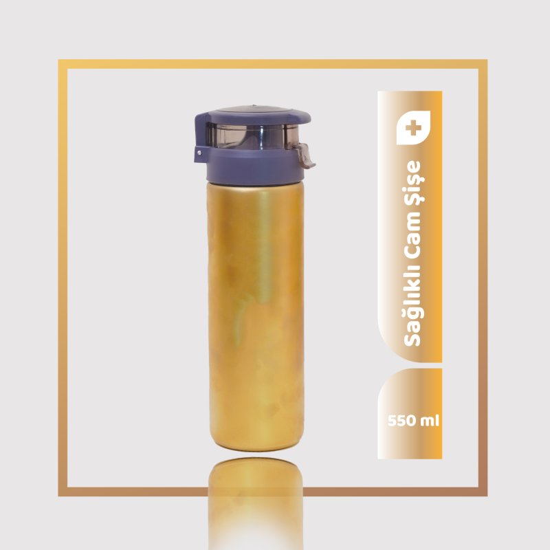 550ml Kişiselleştirilebilir Pratik Kapaklı Cam Suluk