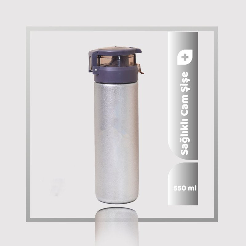 550ml Kişiselleştirilebilir Pratik Kapaklı Cam Suluk