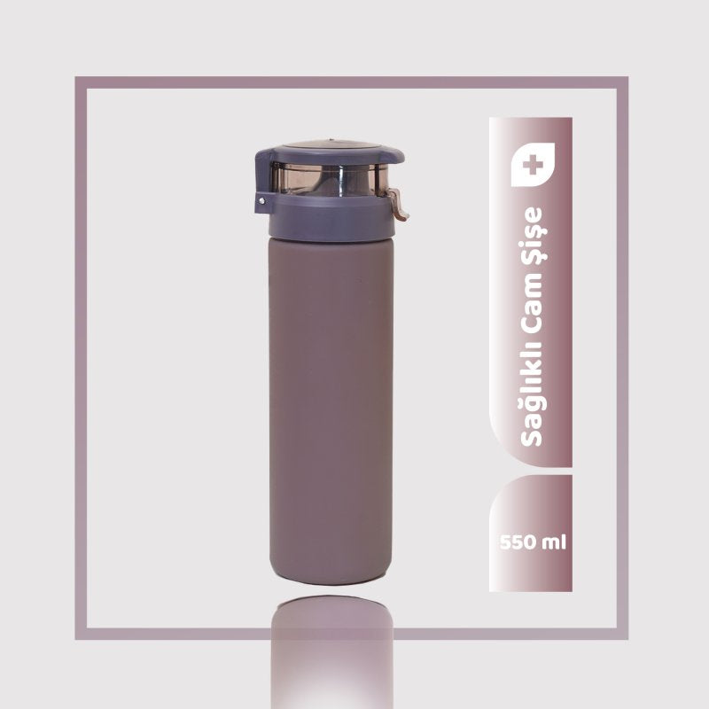 550ml Kişiselleştirilebilir Pratik Kapaklı Cam Suluk