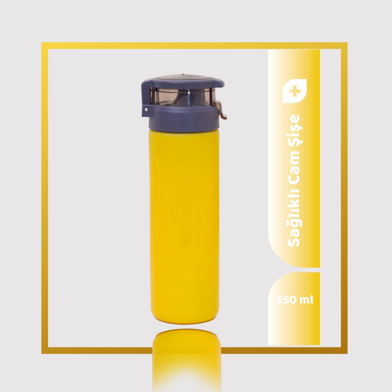 550ml Kişiselleştirilebilir Pratik Kapaklı Cam Suluk