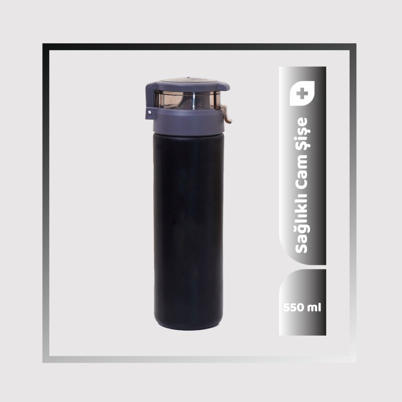 550ml Kişiselleştirilebilir Pratik Kapaklı Cam Suluk