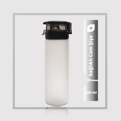 550ml Kişiselleştirilebilir Pratik Kapaklı Cam Suluk