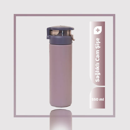 550ml Kişiselleştirilebilir Pratik Kapaklı Cam Suluk