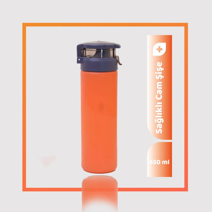 550ml Kişiselleştirilebilir Pratik Kapaklı Cam Suluk